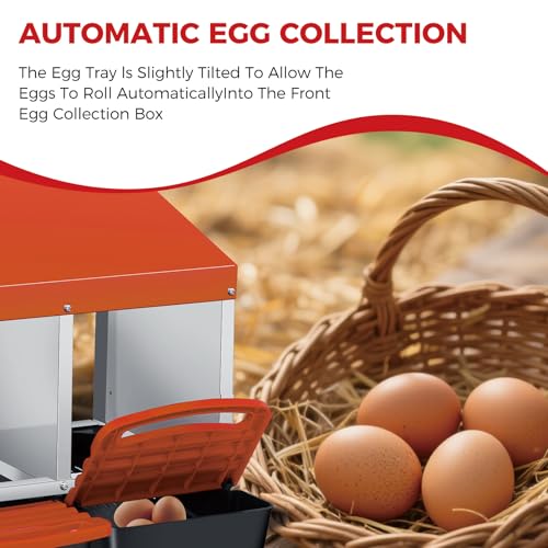 Chicken Nesting Boxes with Cleanable Pull-Out Trays, 4-Hole Wall Mount Roll Away Nest for Easy Cleaning & Egg Collection - size: 4 holes 2 layers