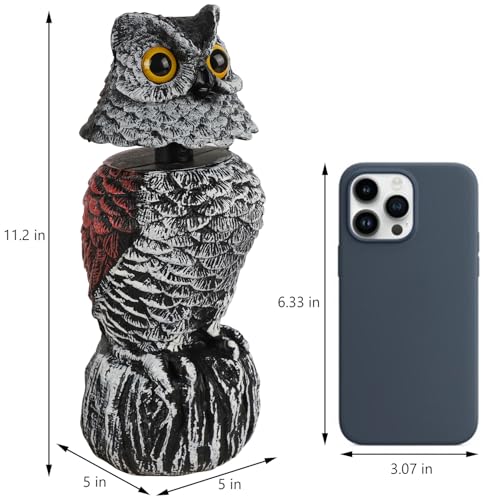 Hausse 2 Pack Fake Owl Decoy Bird Scarecrow Sculpture, 11.2 inch Wagging Head Plastic Owl Scare Birds Away, Owls Statue Nature Enemy Horned Pest Repellent for Outdoor Garden Yard - size: 2 Pack, Wagging Head