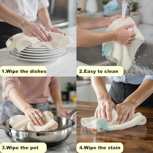 2 Pcs Flower Butterfly Kitchen Towels Decorative Hand Towels 02 | Waffle Soft Tea Towel for Home, Bathroom, Absorbent Microfiber Dish Cloth, Butterfly Gifts, Housewarming Gifts - color: Multi 1257