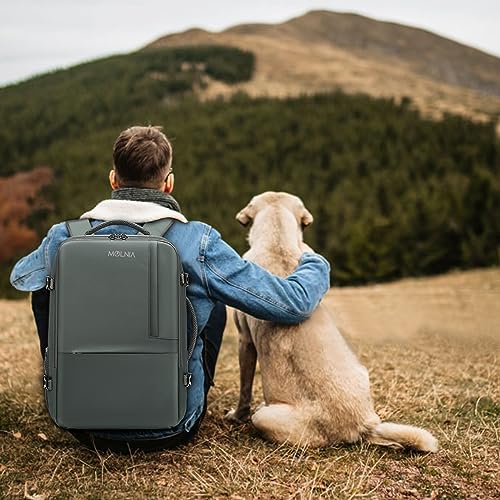 MOLNIA Large Travel Backpack for Men Women,Waterproof Carry On Backpack,Laptop Backpack for College Travel Daily Work - color: Olive Green With Packing Cubes