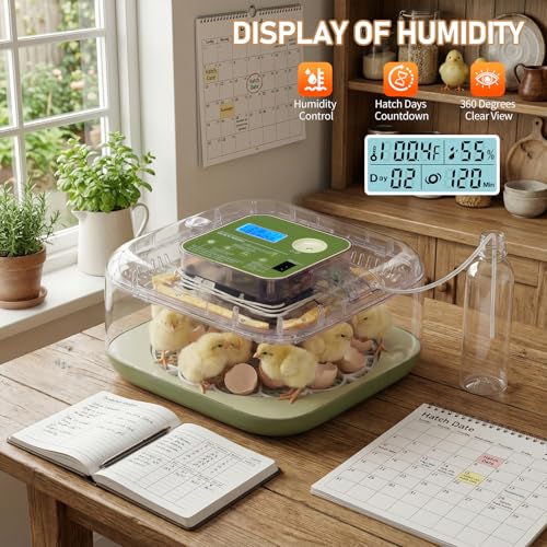 Winado 12 Egg Incubator with Temperature & Humidity Control | Automatic Egg Turning, Egg Candler, Automatic Water Filling, Day Counter