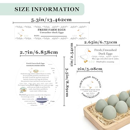 Fresh Farm Egg Packaging Set Unwashed Eggs Sticker Please Return Carton Label Double-Sided Handling Instruction Cards for Business Eggs Care (Duck Egg) - style: Duck egg