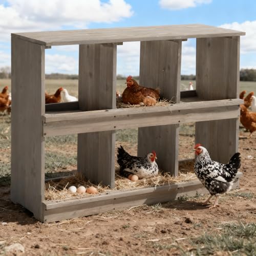 Outvita Nesting Boxes for Chickens 6 Compartments, Wood Chicken Nesting Box Wall Mount, Versatile Use Nest Box for Chicken Coop, Easy to Assemble for Chickens, Hens, Ducks - color: 6 Compartments