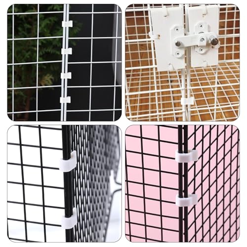 52 Pcs Wire Cage Clips Detachable Pet Cage Door Clip Cat Cages Door Latch Buckle Snap on Plastic Lock Snap Cat Fence White Rabbit Cages Connector Clamp for DIY Assembly Kitten Puppy Chicken Dog