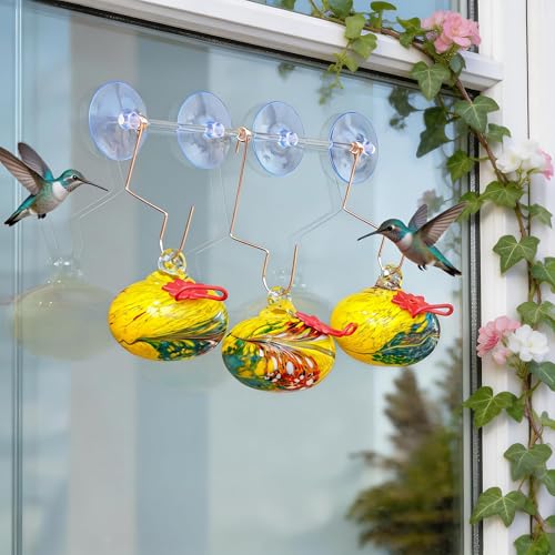 3PCS Window Hummingbird Feeder with Suction Cups(Yellow) - color: 3Pcs-D