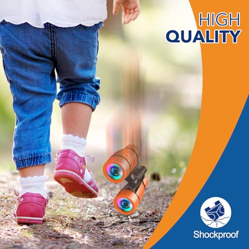 3-8 Year Old Boy Girl Toys: LET'S GO! Shockproof Binoculars for Kids Bird Watching 3 4 5 6 7 Year Old Boys Girls Outdoor Travel Toy for Kid Ages 4-7 Toddler Toy Binoculars Christmas Stocking Stuffers - color: Orange