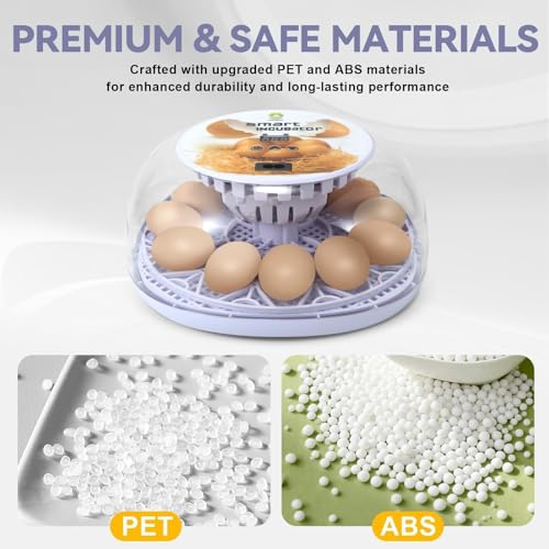 Gen I - 12 Egg Automatic Incubator, Steady Humidity with Auto-Refill, Stable Temp Control, Auto Egg Turning, Candler, Real-Time Display for Hatching Chicken, Goose, Duck, Quail, Pigeon, and Turkey - size: 12 egg-white