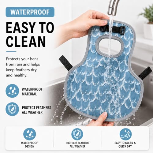 Chicken Saddle for Hens, Adjustable Hen Apron Back Protector for Protection Feather Regrowth, Waterproof Breathable Chicken Clothes with Straps, Apron for Medium to Large Hens Saddle（Light Blue） - color: Light Blue