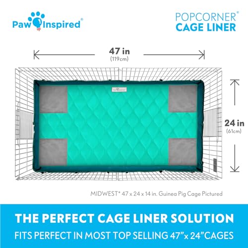 Paw Inspired PopCorner Washable Fleece Cage Liners, Midwest, Green | Reinforced Corners, Super Absorbent Mat, Bedding, Waterproof Bottom, Guinea Pigs, Ferrets, Rabbits, Hamsters, Small Animals - color: Green, size: Midwest