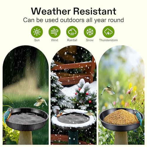 3 Pack Plastic Bird Bath Bowl, 14”Ground Bird Baths for Outdoor(Black） | Large Durable Birds Bath Dish for Garden Yard, Birds Water Bowl Feeder Tray Replacement, Weather Resistant ABS Plastic - color: Black