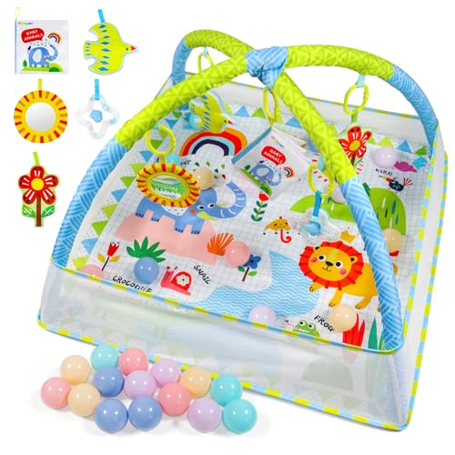 Dr.Rapeti Baby Play Mat, Baby Play Gym, Playmat & Floor Gyms, Baby Ball Pit | 32x32inches Activity Gym Mat, Play Mat with Play Arch, Thick Non Toxic Playmats, Sensory Exploration Motor Skill Development - size: 32*32inch