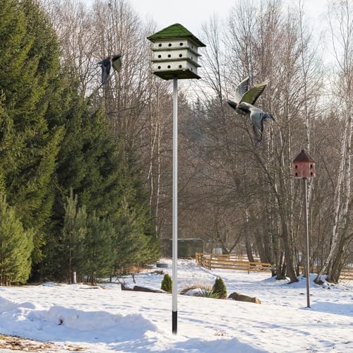 Tandefio 12 ft Telescoping Purple Martin House Pole with Ground Socket Heavy Duty 3-Section Telescoping Pole Purple Martin Bird House Heavy Duty Accessories (1 Pcs) - size: 12 ft