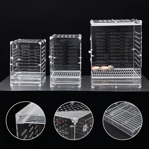 Clear Acrylic Bird Cage for Small Birds, Transparent Display Habitat for Canary, Parakeet - Easy to Clean & Assemble (9x12x15in) - size: 9"L x 12"W x 15"H