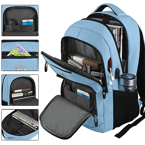 Laptop Backpack,Business Travel Anti Theft Slim College Backpack | Water Resistant Durable Computer Bag Gift for Women & Men Fits 15.6 Inch Laptop and Notebook - Pale Blue - color: Pale Blue, size: 15.6 Inch, style: Laptop