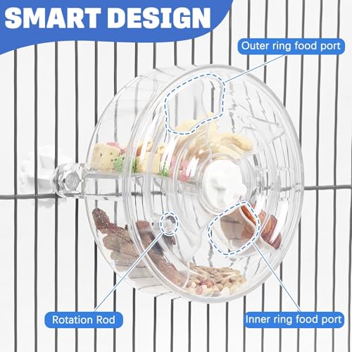 BNOSDM Bird Foraging Toy Creative Feeder Systems with Seed Food Rotating Wheel for Enrichment & Training Parrot Puzzle Toys Ideal for Small and Medium Cockatiel Parakeet ConureWhite - color: White