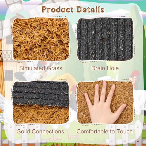 Zhengmy 12 Pcs Chickens Nesting Pads Set Nest Box Bedding Washable Nesting Pads for Chicken Coop, Artificial Grass Rug Carpet Synthetic Turf Mat, 12 x 12 x 1.2 Inches(Brown) - color: Brown