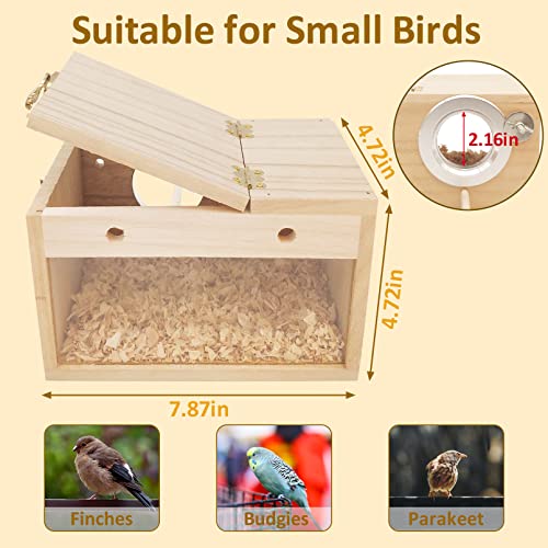 BNOSDM Parakeet Nesting Box Transparent Bird Nest Breeding Box with Perch Wood Bird House for Cage Cockatiel Budgie Lovebirds Conure Finch Parrot Small to Medium Birds (S) - size: Small