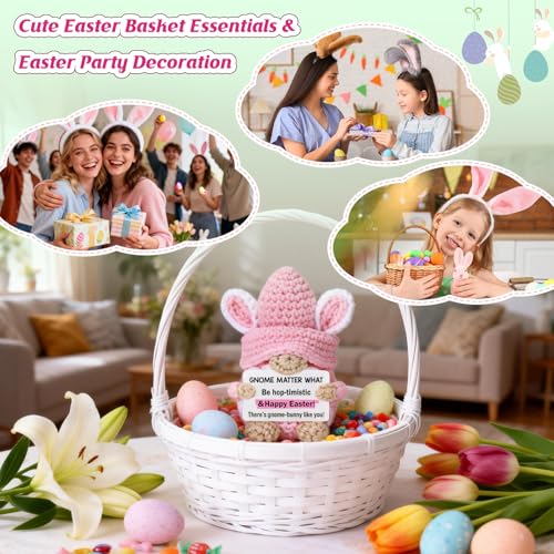 Easter Basket Stuffers for Teens - Cute Easter Basket Essentials | Handmade Crochet Easter Gnomes, Bunny Decorations Decor, Egg Fillers Funny Easter Gifts for Girls Boys Adults Women