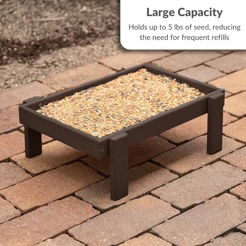 DutchCrafters Amish American Made Platform Bird Feeder, Free Standing Ground Bird Feeders for Outdoors, Feeder for Wild Birds, Squirrel, Gift for Birdwatchers (Milwaukee Brown with Reinforcement) - color: Milwaukee Brown with Reinforcement