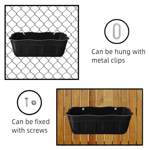Hanging Chicken Feeders,Duck Feeder Waterer,Small Feed Trough 1.3 Quart 6 Pack,Hanging Fence Feed Trough for Poultry,Black - color: Black, size: 1.3 Quart (6 Pack)