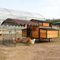 Extra Large Mobile Chicken Coop with Run, Portable Chicken Tractor with Wheels, 76.7" L Hen House Poultry Cage with All-Around Iron Frame, Metal Sliding Tray, 6 Nesting Boxes for 6-8 Chickens - size: 76.6"L x 53.8"W x 36.8"H, Fits 6-8 Chickens