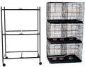 Seny Set of 3 Breeding Bird Carrier Cage with Central Dividor L30xW18xH18 on Stand (Black) - color: Black