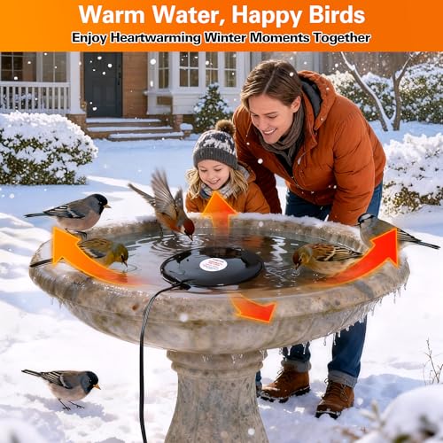 Dreyoo Bird Bath De Icer, 60w Submergible De Icer, Thermostatic Controlled Winter Water Heater Deicer for Bird, Chicken, Duck, Farm Trough, Design Patent Product(2 Pack)