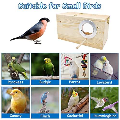 BNOSDM Parakeet Nesting Box Transparent Bird Nest Breeding Box with Perch Wood Bird House for Cage Cockatiel Budgie Lovebirds Conure Finch Parrot Small to Medium Birds (M) - size: Medium