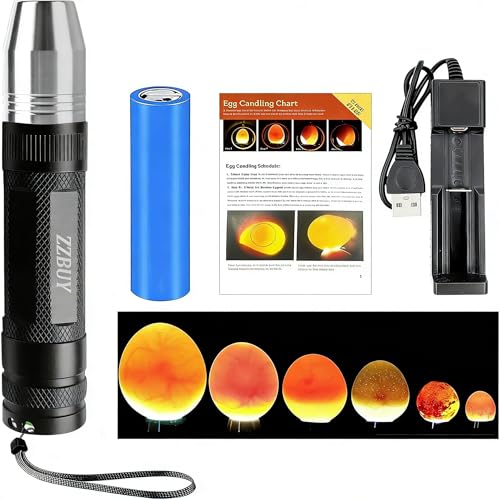 Egg Candler for Chicken Eggs, Rechargeable USB Egg Candling Light | High-Intensity Egg Candler Tester for Dark Eggs, All Chicken, Duck, and Quail - color: Black