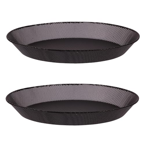 2pcs Metal Round Bird Feeders Tray, Wild Birds Seed Feeder, Mesh Tray Outdoor Accessory for Humming Bird Feeders Station - color: Metal Tray(28CM)*2
