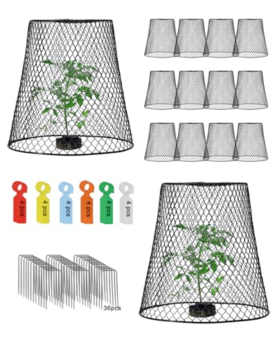 12 Pcs Chicken Wire Cloche Plant Covers, 9 Inch Metal Plant Protectors | Heavy-duty garden netting helps protect plants from rabbits, squirrels, birds and other small animals