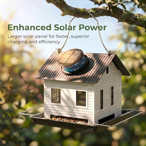 Solar Bird Feeder - Hanging Metal Bird House Feeder with Solar Lights, Outdoor Solar Lantern, Garden Decor for Outside, Unique Gifts for Mom, Grandma, Christmas