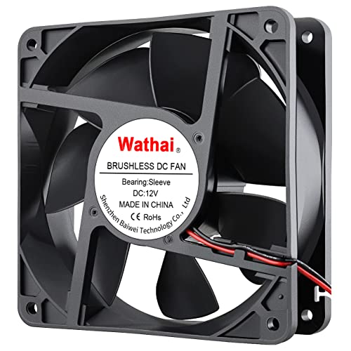 Wathai 120mm x 38mm Brushless Cooling Case Fan 12V 2pin DC High Airflow | 3000CFM High airflow brushless dc fan functions as a high-velocity electronics ventilation cooler - style: 12V 2Pin Sleeve