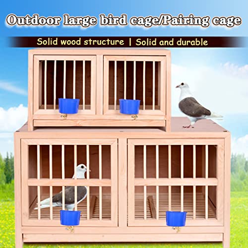 Bird Cage Large Size Solid Wood Pigeon Pairing Cage, Indoor Pigeon Nest Box with Pull Out Tray, Easy to Clean, Need to Install(Natural,23.6IN*2) - size: 23.6"L x 11.8"W x 13.8"H | 2 Count