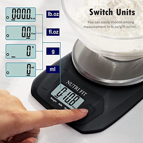 Digital Food Scale Small Kitchen Scales Weight in Grams Oz Black | Stainless Steel Panel, 1g Increment, Max 11lbs, Extra-Small Size, Smart Tare, Cooking Baking Weight Loss, Backlit LCD Display - color: Elegant Black