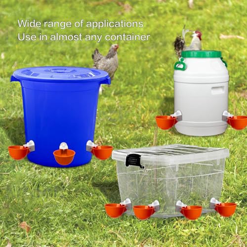 6-Pack Automatic Chicken Waterer Cups - No Waste Poultry Watering Solution for Chicken, Duck, Goose, Turkey with Easy Mounting System