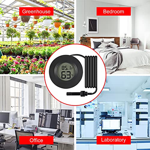 6 Pack Mini Hygrometer Thermometer Meter Digital LCD Monitor Indoor Room Round Humidity Temperature Gauge with Probe for Humidors Home Greenhouse Babyroom Reptile Incubator Monitor