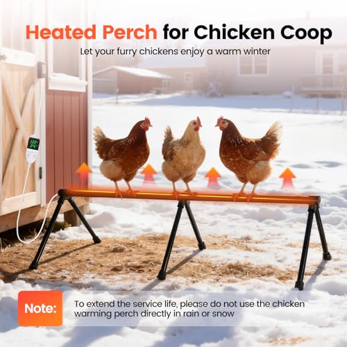 Heated Chicken Perch, Prevents Frozen Toes, Chick Warm Coop Accessories | Heated Roosting Bar for Chickens|Adjustable Temperature Heating Post for Chicken| Warming Chick Heater 2 Sections
