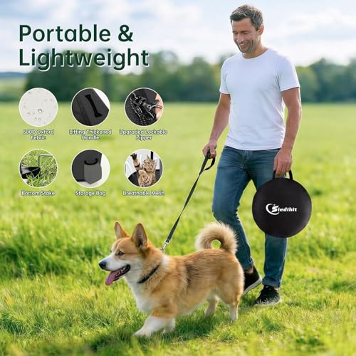 Siedihit 31" Dog Playpen,Cat Puppy Pen, Pet Portable Crate Indoor Outdoor | Durable Travel Camping Use,Foldable Dog Kennel Tent Cage for Rabbit Small Animals with Carrying Case(Dark Grey, Medium) - color: Dark Grey, size: Medium