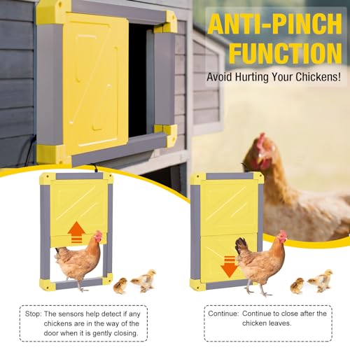 Aivituvin Automatic Chicken Coop Door Solar Powered, Automatic Chicken Door with LCD Display, Direct Power Supply Auto Chicken Door Opener with Timer for All Chicken Coops (Grey)