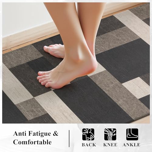 Anti Fatigue Kitchen Mat, Non Slip Cushioned Standing Floor Mat, Waterproof Kitchen Runner Rug, Farmhouse Comfort Padded Mat for Sink, Laundry, Office, Brown, 24''x71'' - color: Dark Brown