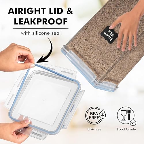 2 PC [7 Qt / 6.5L / 220 Oz] Large Food Storage Containers with Lids Airtight - BPA Free Clear Plastic Kitchen and Pantry Storage Containers for Cereal, Flour, Sugar, Rice - color: Clear - 2 Pack