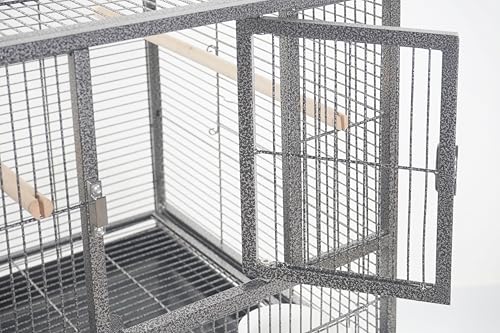 1F/2F/3F Stackable Center Divided Breeder Breeding Bird Flight Double Rolling Cage for Aviaries Canaries Cockatiels Lovebirds Finches Budgies Small Parrots. (Black Vein, 1F) - color: Black Vein