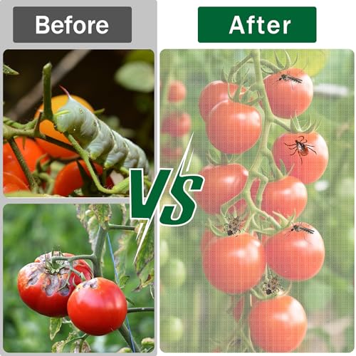 2PCS Garden Netting Plant Cover for Round Tomato Cage 59"x17" | Insect Bird Barrier, With Zipper and Drawstring, Tomato Planter Trellis Netting, For Vegetable Fruit Flower Protector