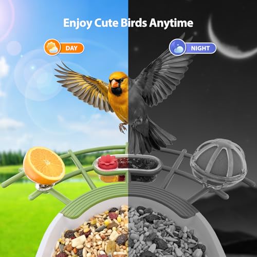 Onforu Smart Bird Feeder with Camera, 2.5K QHD Camera Birds Feeder Outdoor Solar Powered, AI Identification, Instant Notifications, 2.4GHz WiFi, 2-Way Audio & Night Vision, Gift for Bird Lovers