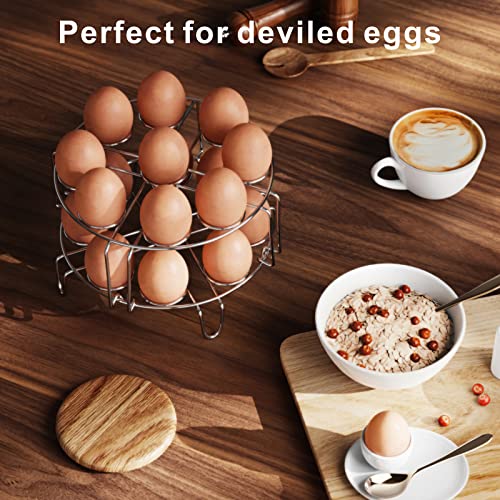 Egg Steamer Rack for Instant Pot - 2-Pack Stainless Steel Trivet | Stackable Racks to Hold 18 Eggs, For Pressure Cookers, Hard-Boiled & Deviled Eggs, Steaming, Meal Prep & Kitchen Use - color: Silver-2 Pack