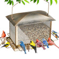Bird Feeder, 6LB Large Capacity Bird Feeders for Outdoor Hanging | Heavy Duty Metal, Waterproof, Drain Holes, 4 Perches, Easy to Fill, Wild Birdfeeder, For Garden Yard Outside Backyard - size: Horizontal, 6 pounds