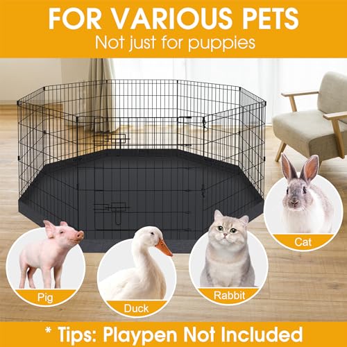 Artmalle Dog Playpen Bottom Pad, 8-Panel 24-Inch Octagonal, Washable | Fits most 8-panel, 24-inch-wide octagonal dog pens; raised edges help contain hair, dirt and light spills. Cover only. - style: Bottom pad cover Black