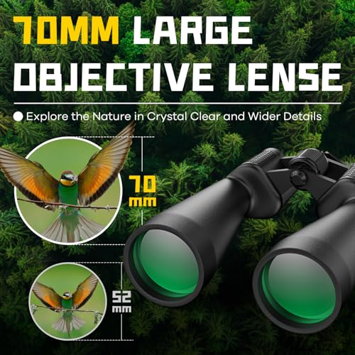15-35x70 Binoculars for Adults High Powered, 35x HD Zoom for Stargazing & Bird Watching, Waterproof Binocular with Tripod Adapter, Ideal Essentials for Cruise Ship, Travel, Camping, Outdoor, Hunting