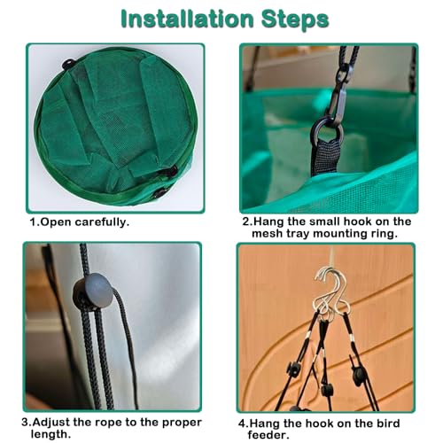 Seed Catcher for Bird Feeders, 20'' Bird Feeders for Outdoors Hanging, Birds Feeder Seed Catcher Tray with Adjustable Hanging Hoop for Outdoor Garden Accessories (Grey)